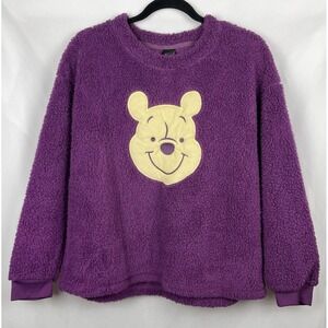 Disney Pooh Purple Faux Fur Plush Sherpa Sweater Adult M‎ Oversized Cozy Lounge